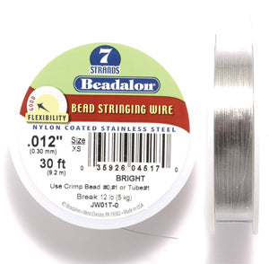 FI296-30: Beadalon Silver .012 7-strand 30 Feet Spool 1 Spool