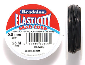 08CH309-25: Elasticity Black Elastic Cord .8mm 25 Meter 1 Spool