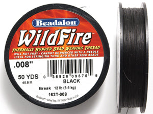 66TN109-50: Wildfire Thread Black 50 Yards Spool .008 12lb - Spool