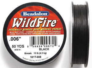 65TN109-50: Wildfire Thread Black 50 Yards Spool .006 10lb - Spool