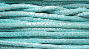 10CH664-25: Waxed Cord Pearl Aqua 1mm 25MTR SP