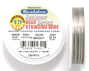 10FI295-30: Beadalon Silver .010 19-strand 30 Feet Spool 1 Spool