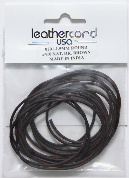 15LC159-U2: Leather Cord 1.5mm Dk Brown 2MTR