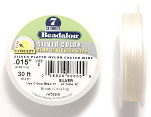 15FI298-S3: Beadalon .015 7-strand Silver Color 30 Feet Spool 1 Spool