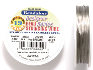 18FI295-30: Beadalon Silver .018 19-strand 30 Feet Spool 1 Spool