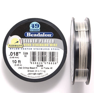 18FI812-10: Beadalon .018 49-strand Silver Plate 10 Feet Spool 1 Spool