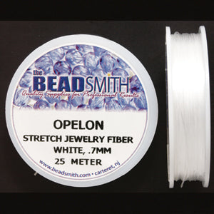 07CH910-25: Satin White Opelon Elastic  .7mm 25MTR