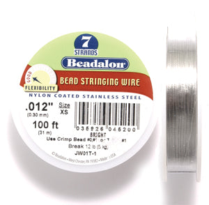 FI296-100: Beadalon Silver .012 7-strand 100 Feet Spool 1 Spool