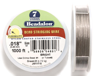 FI298-1000: Beadalon Silver .018 7-strand 1000 Feet Spool 1 Spool