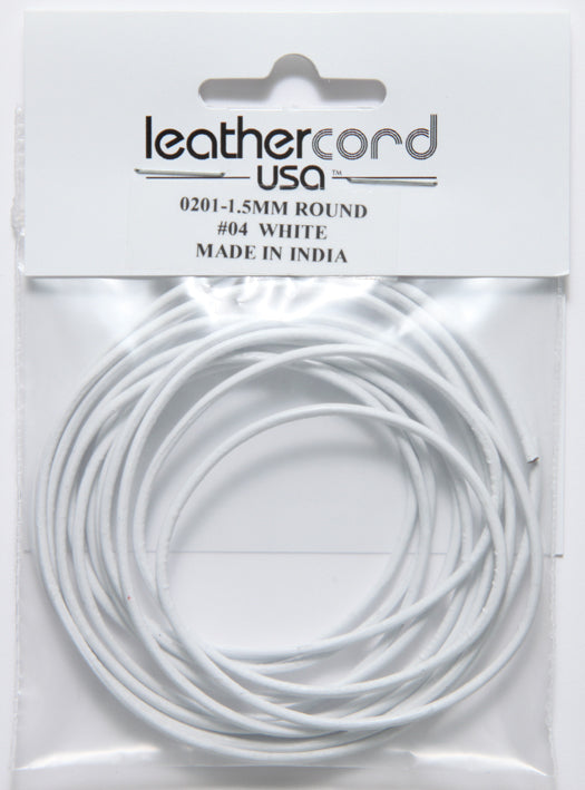 15LC113-U2: Leather Cord 1.5mm White 2MTR