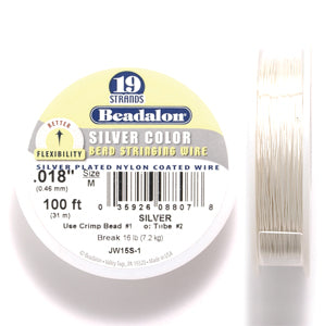 18FI812-C: Beadalon .018 19-strand Silver Color 100 Feet 1 Spool