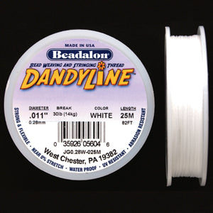 59TN112: Dandyline Thread .28mm White 25m Spool