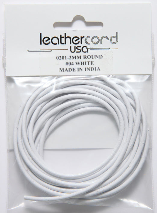 20LC113-U2: Leather Cord 2mm White 2MTR