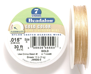 15FI298-G3: Beadalon Gold .015 7-strand 30 Feet Spool 1 Spool