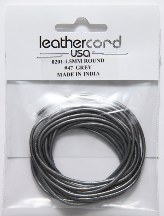 15LC815-U2: Leather Cord 1.5mm Metallic Grey 2MTR