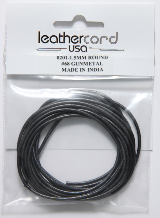 15LC309-U2: Leather Cord 1.5mm Gunmetal 2MTR