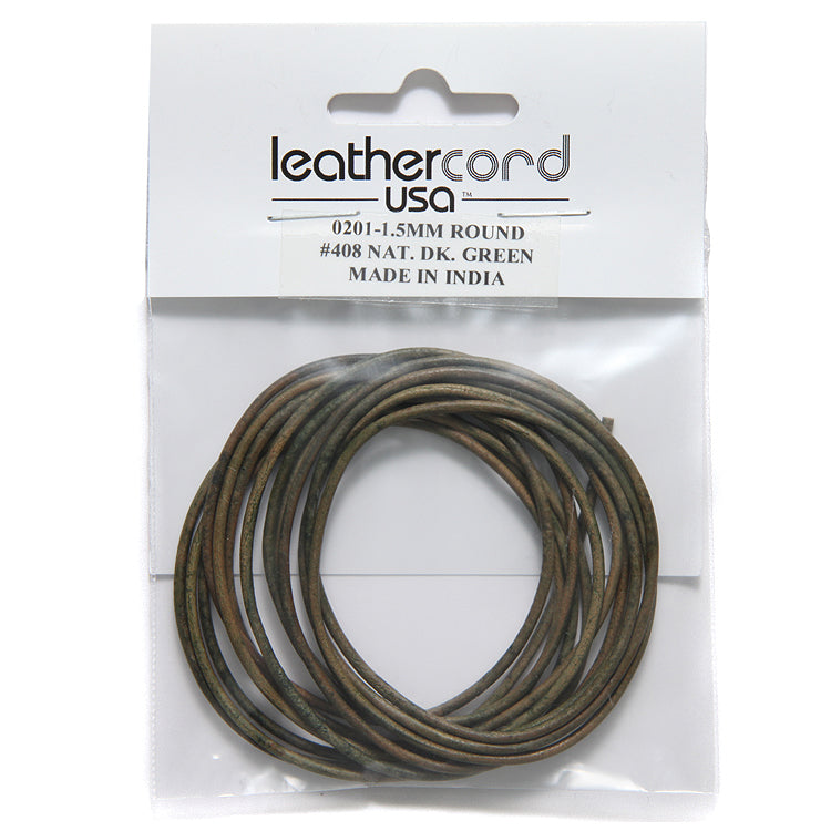 15LC187-U2: Leather Cord 1.5mm Dk Green 2MTR