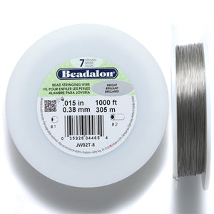 15FI298-MI: Beadalon Silver .015 7-strand 1000 Feet Spool 1 Spool