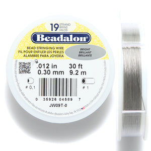 12FI295-30: Beadalon Silver .012 19-strand 30 Feet Spool 1 Spool