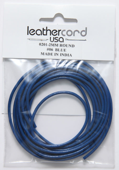 20LC167-U2: Leather Cord 2mm Blue 2MTR