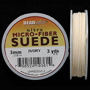 SL114-3: Faux Suede Lace 3mm Ivory 3YD