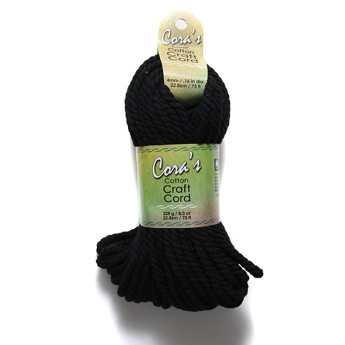 4MH109-CC: Cora's Cotton Cord 4mm Macrame Black 75FT