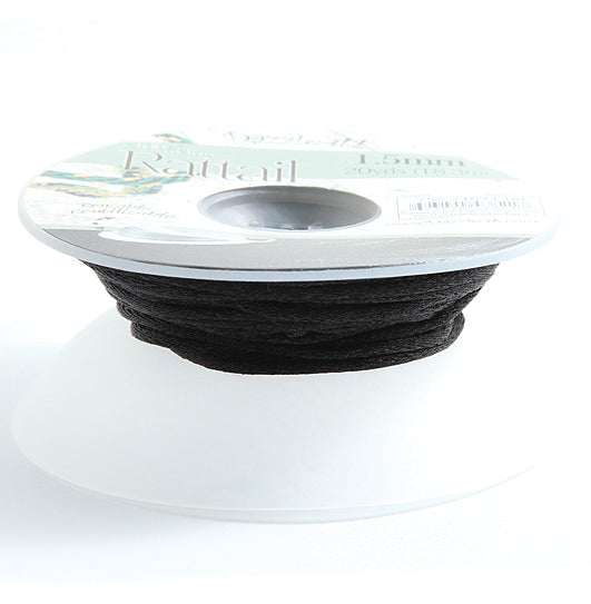 0RT109-B: Rattail 1.5mm Black 20 Yards Bobbin - Spool