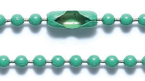 2CX184-24: Ball Chain #3 Necklace Green 24IN