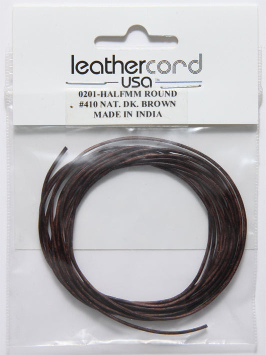 5LC159-U2: Leather Cord 0.5mm Dk Brown 2MTR