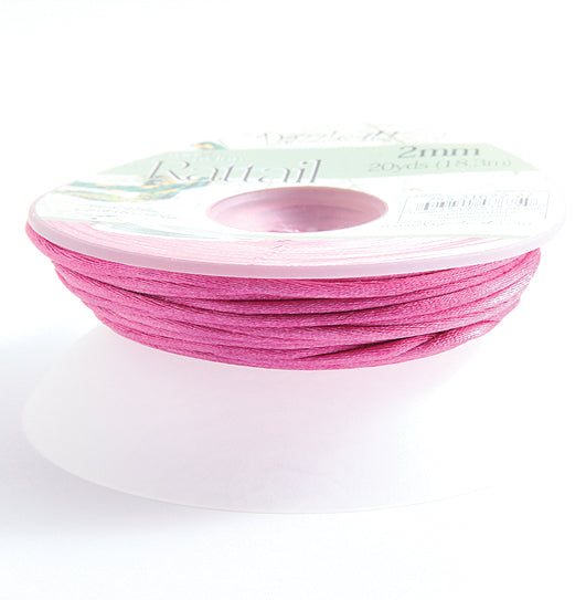 1RT194-B: Rattail 2mm Strawberry Pink 20 Yards Bobbin - Spool