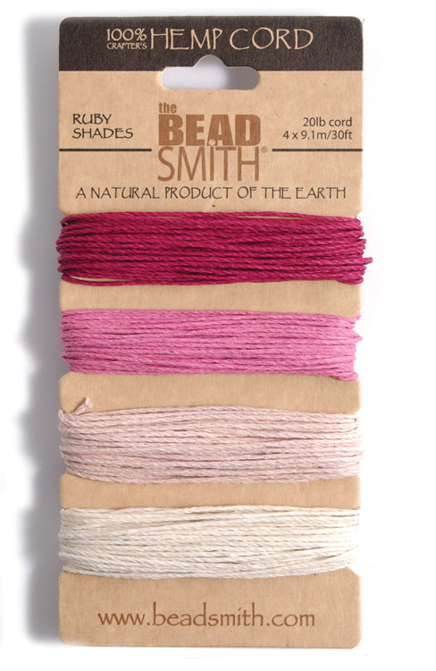 5TH525-RU: Hemp 1mm 4 Color Ruby 20lbs 30 Ft Ea