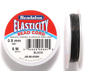 05CH309-5: Elasticity Black Elastic Cord .5mm 5 Meter 1 Spool