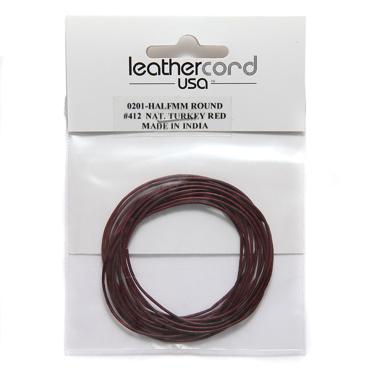 5LC148-U2: Leather Cord 0.5mm Turkey Red 2MTR