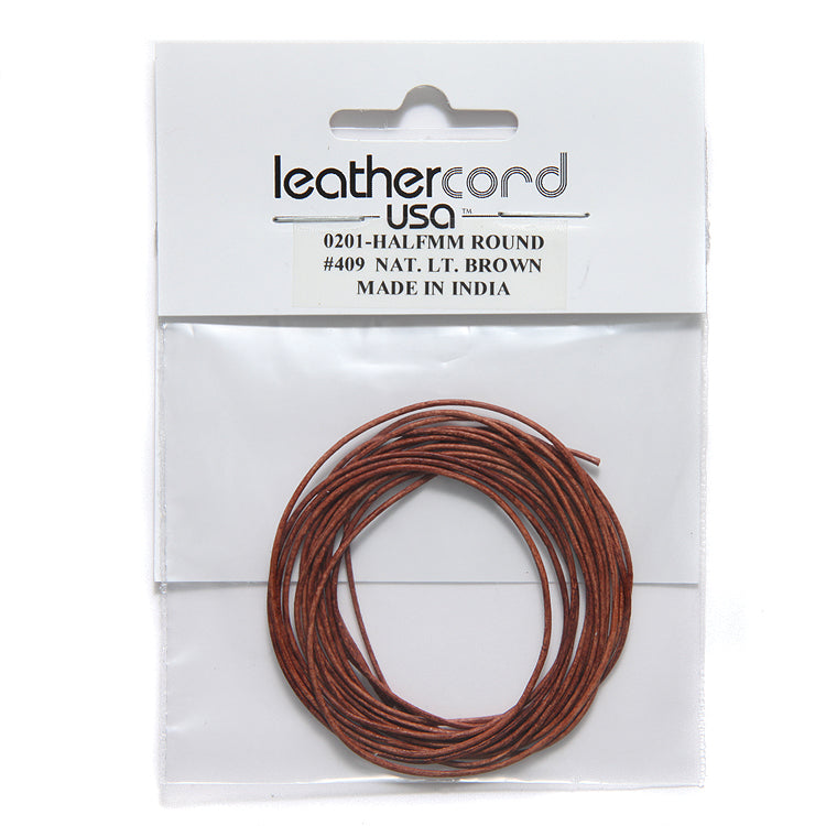 5LC156-U2: Leather Cord 0.5mm Lt Brown 2MTR