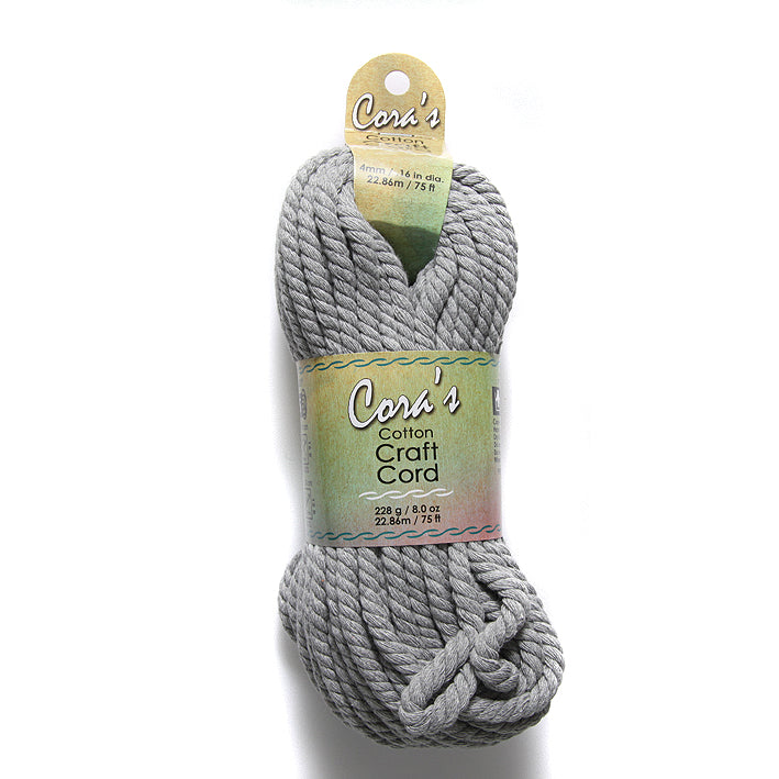 4MH107-CC: Cora's Cotton Cord 4mm Macrame Charcoal 75FT