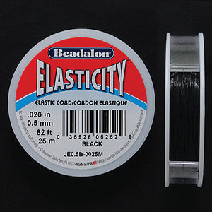 05CH309-25: Elasticity Black Elastic Cord .5mm 25 Meter 1 Spool