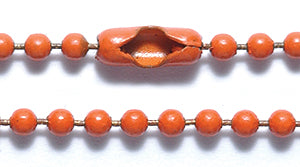 2CX134-24: Ball Chain #3 Necklace Orange 24in