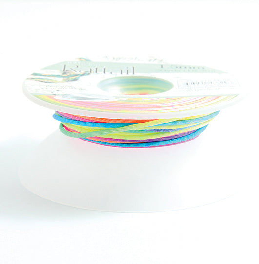 0RT525-B: Rattail 1.5mm Rainbow Neon 20 Yards Bobbin - Spool