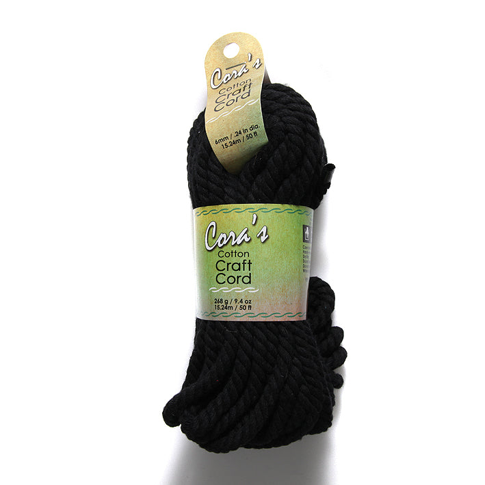 6MH109-CC: Cora's Cotton Cord 6mm Macrame Black 50FT