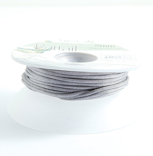 1RT105-B: Rattail 2mm Silver 20 Yards Bobbin - Spool