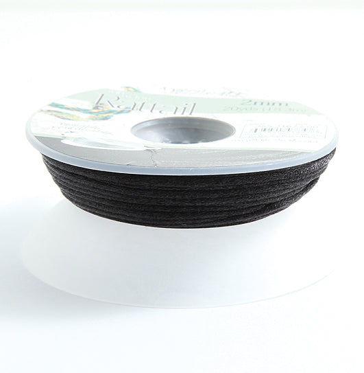 1RT109-B: Rattail 2mm Black 20 Yards Bobbin - Spool