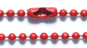 2CX144-24: Ball Chain #3 Necklace Red 24IN