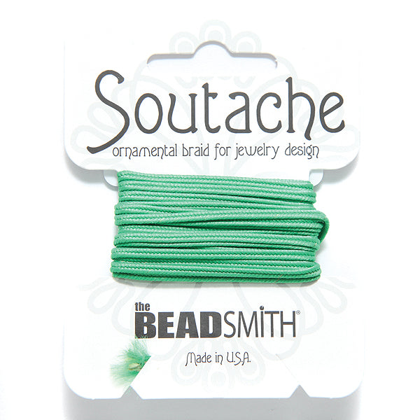 3SU184: Soutache Cord Grass Green 3mm 3 Yards - Card