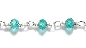 CX151-287: Chain 3.5mm Czech Faceted Teal Silver 1FT