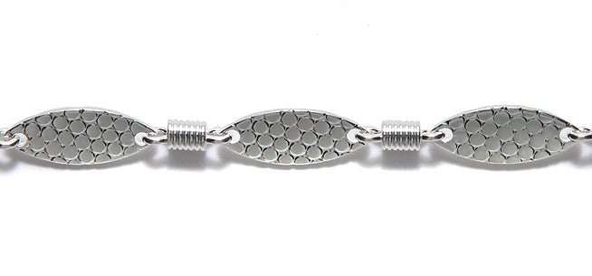 CX911-S: Chain 6x15mm HMMR Oval & Spring Silver 1FT