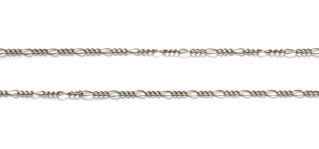 CX894-AB: Chain Extra Fine Figaro 1mm ANT Brass 1FT