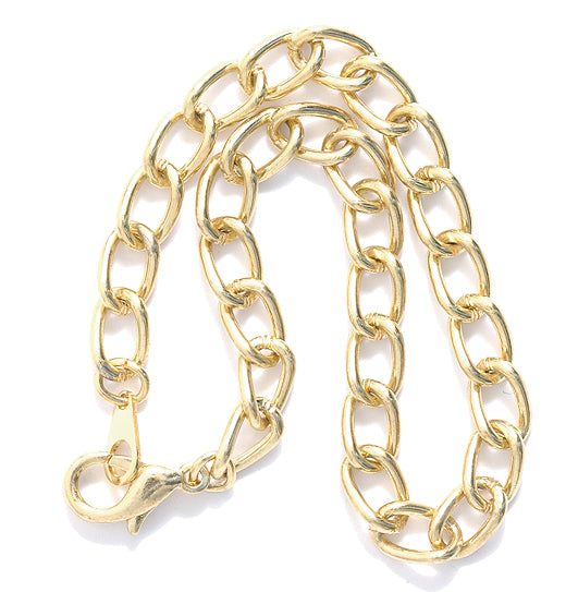 FI950-G: Chain Bracelet W/Lobster Clasp 7.5" Gold Plt