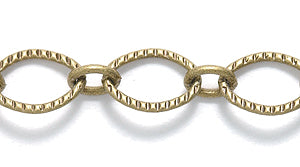 87CX858: Chain Crimped 9mm Oval LNK ANT Brass 1FT