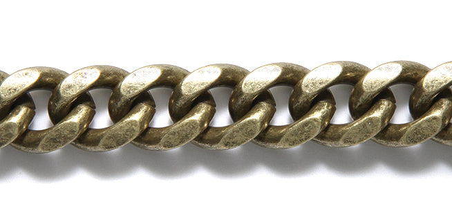 CX917-AB: Chain Steel 11x13.5mm Curb ANT Brass 6"