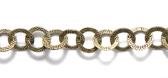 CX930-AB: Chain 9mm TEXTR Flat RD ANT Brass 6"